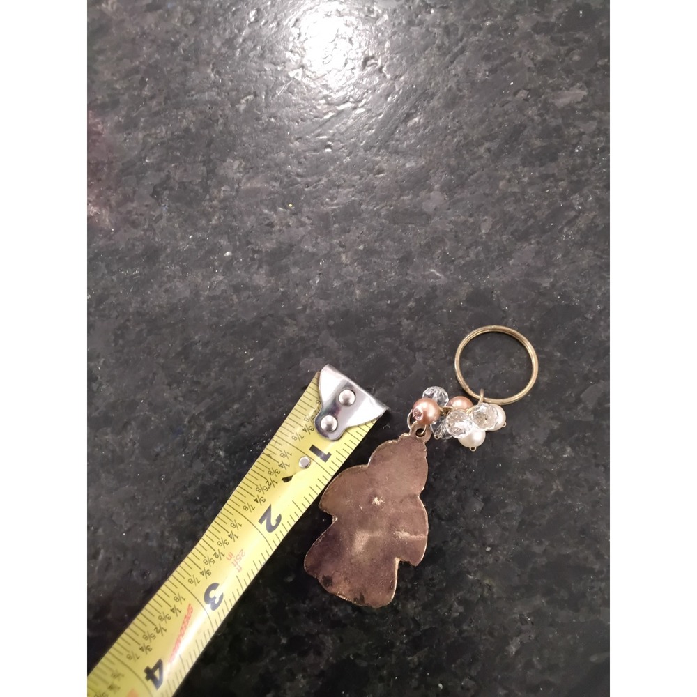 Guardian Angel Boy Keychain Gold Tone Enamel Prayer Beads Religious Charm - Picture 3 of 4